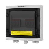 Aansluitkast Mersen Aansluitkast op zonne-energie, DC 1000 V, 2 x Mersen, overspanningsbeveiliging, T1/T2, 2-snaren, IP65, fotovoltaïsche PV, bliksemafmetingen