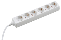 Meister Stekkerdoos, 6-Voudig, 5 m Kabel, Wit