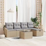 vidaXL Bank loungeset 2-zits Beige Polyrattan