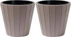 Prosperplast Plantenpot/bloempot Wood Style - 2x - buiten/binnen - kunststof - beige - D49 x H45 cm