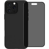 BlueBuilt Back Cover iPhone 16 Pro Zwart + Privacy Filter Screenprotector Glas