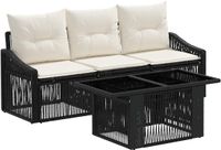 vidaXL Tuinbankenset 4-delig Zwart en Crème Wit Polyrattan