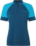 VAUDE Altissimo Q-Zip Shirt, Fietsshirt, Dames Bike-Sports T-Shirt, Korte mouw, Polyester/Wol, Shore blue, Maat 38