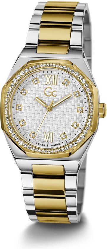 GC Dames Horloge Z25002L1MF Staal Bi-color Swiss Made Quartz gezet met Swarovski stenen