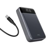 Allity Powerbank 19200 mAh 130W – USB-C PD & QC snellader voor laptop, mobiele telefoon & tablet – aluminium behuizing, LCD-display, compact, incl. 100W kabel – grijs Power Bank