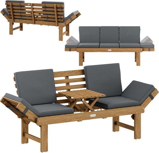 CASARIA Tuinbank - Inklapbare Tafel FSC® gecertificeerd - Acacia Hout