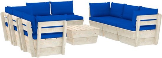 vidaXL 9-delige Loungeset met kussens pallet vurenhout