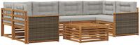 vidaXL Hoek loungeset 6 zitplaatsen Naturel en lichtgrijs Acacia hout