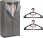 Merkloos / Sans marque Plastic Forte Mobiele kledingkast met kleding hangers - enkele stang - kunststof/metaal - grijs - 50 x 160 x 75 cm