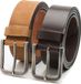 DTCH.FIT Ceinture Homme Nubuck Jaxx & Cuir Mason - Cognac & Marron Foncé - 105cm - 120cm - 2 Pièces