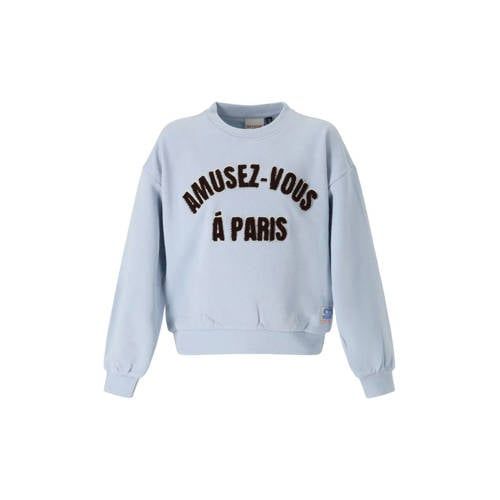 Retour Jeans oversized sweater met tekst - lichtblauw