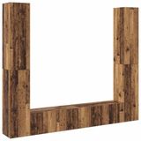 vidaXL - Tv-wandkasten - 6 - st - bewerkt - hout - oud - houtkleurig