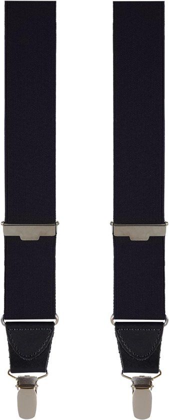 Profuomo Koningsblauwe bretels met blauw leer en clips