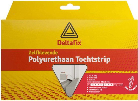 Deltafix Tochtstrip - wit - zelfklevend - 6 m x 9 mm x 9 mm