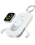 RORRY CharmGo Powerbank, 20000mAh Power Bank 30W PD snel opladen | Externe mobiele telefoonaccu's met 2 geïntegreerde kabels, draagbare oplader reisessentieel voor iPhone, Apple Watch, iPad