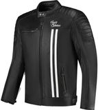 Rusty Stitches Cooper Motorfiets lederen jas - Zwart/wit - Maat M