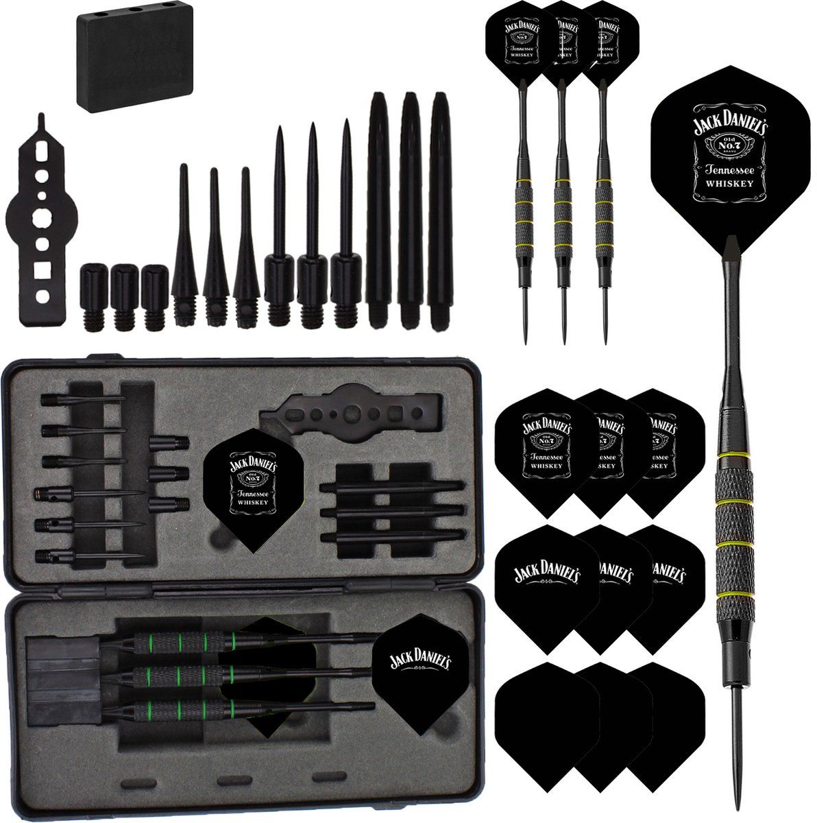 Dragon Darts Jack Daniels Dartpijlen Set van 3 - Darts - 30 Delige set - Zwart - Kunststof - Cadeau