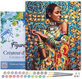 Figured'Art Schilderen op Nummer Volwassenen met lijst - Vrouw in traditionele kleding - Handwerk acrylverf Kit DIY Compleet - 40x50cm Canvas al ingelijst