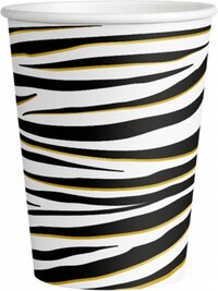 Papieren drinkbekers Zebra Zwart Wit 8 stuks