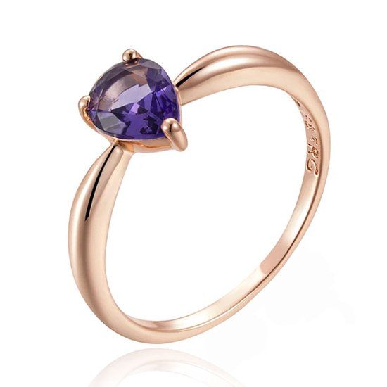 Cilla Jewels Damesring met Diep Paarse Druppelvormige Zirkonia-17mm