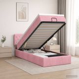 vidaXL Ottomaans Bed met Matras en LED Roze 100 x 200 cm Fluweel