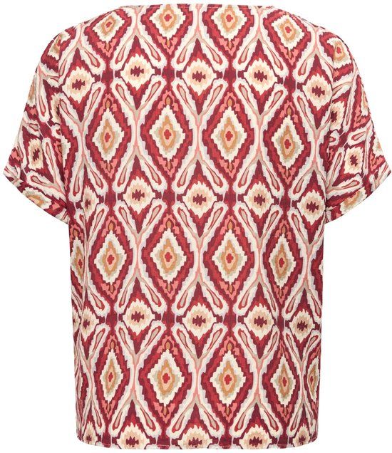 ONLY CARMAKOMA CARBELLY MIKASI SS V-NECK TOP AOP