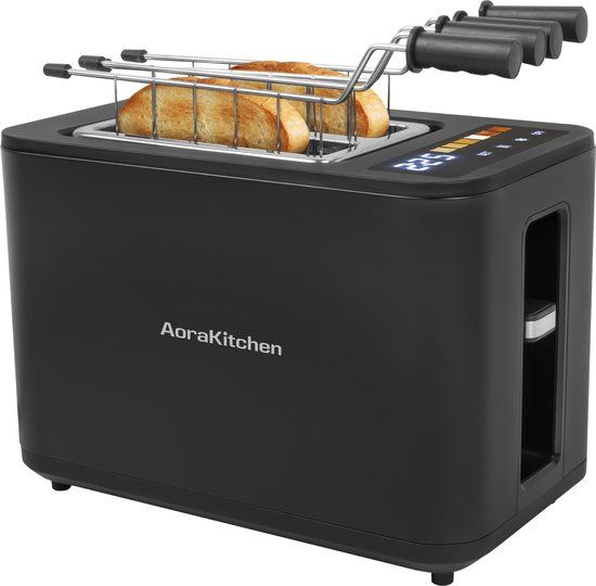 AoraKitchen Broodrooster met Tostiklemmen - 900W - Zwart