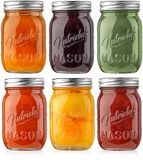 NutriChef Glazen Weckpotten – 6-delige set glazen potten met roestvrijstalen deksels – 473 ml