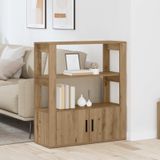 vidaXL Dressoir - Artisanaal - Eikenkleurig - 30 x 80 x 90 cm - Bewerkt hout