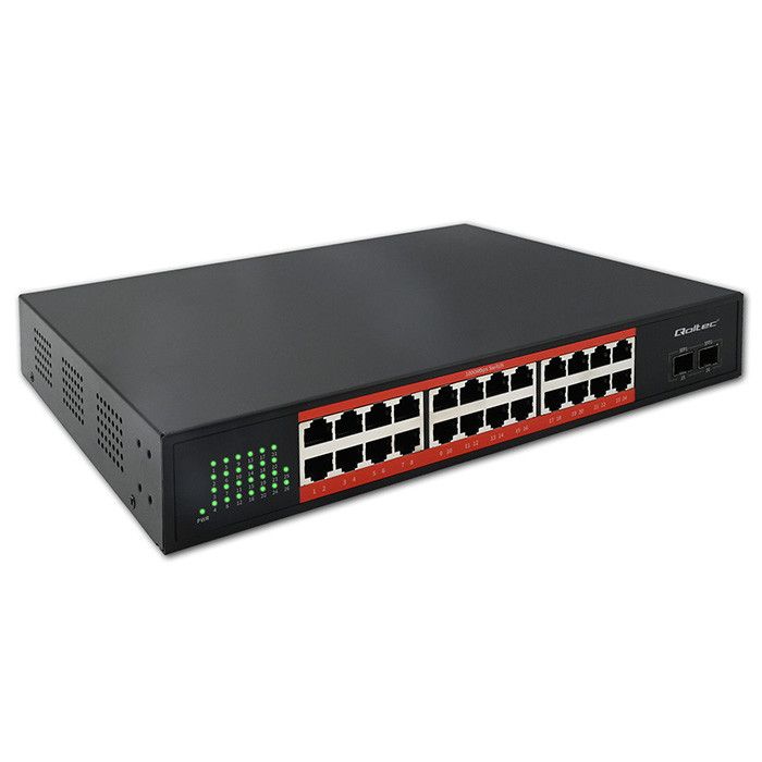 Qoltec SWITCH Gigabit Ethernet netwerkswitch | 24x RJ45 | 2x SFP | 1000 Mb/s