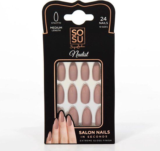 SOSU Cosmetics SOSU by SJ False Nails Nudist - Bruin/Nude - 24 stuks