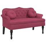 vidaXL Bankje met kussens 120,5x65x75 cm fluweel wijnrood