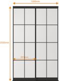Vente-unique Schuifdeuren voor kast in staal - Zwart en gehard mat glas - H250 x B130 cm - ALEPA