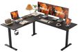 Bureau en L-vorm, verstelbaar, 160x140 cm, elektrisch, noir