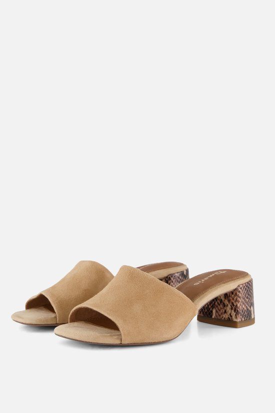 Tamaris Slippers Met Hak beige Suède - Maat 41
