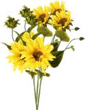 Topart Zonnebloem tak - 3 stuks - 60 cm - Geel
