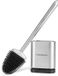 Omgoods - Brosse de toilette en silicone argentée avec support