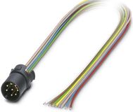 Phoenix Contact - Contactblok - 8-polig, connector, recht, M12, polarisatie: A, Voorwandmontage, vierkante flens, afzonderlijke litzendraden, kabellengte: 0,5 m, 0,25 mm2, TPE-litzendraad, (1 stuk)