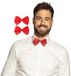 Boland Vlinderstrikje - 2x - rood - polyester - 11 cm - voor dames/heren - verkleedartikelen