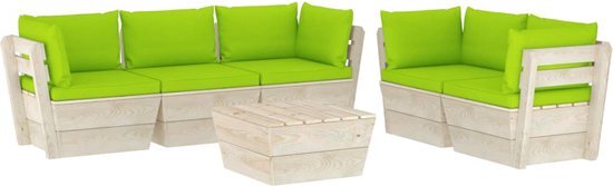 vidaXL 6-delige Loungeset met kussens pallet vurenhout