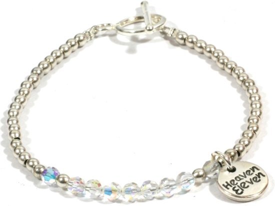 Heaven Eleven - dames armband - Ibiza - Edelstaal RVS kralen 4mm - swarovski elements - 18cm voor andere maten zie omschrijving