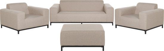 Beliani ROVIGO - 5-persoons loungeset - Beige - Stof - Dining loungeset