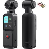 ELVANZA Slimme actiecamera, 5K-actiecamera, met gemotoriseerde 270°-lens, slimme gezichtsherkenning, 64 GB, zwart