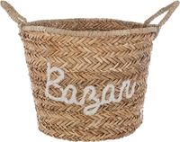 Atmosphera Opbergmand Bazar - rond - riet - naturel - 40 x 36 cm - opvouwbaar