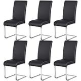 Yaheetech Eetkamerstoelen, schommelstoel, 6-delige set, keukenstoel, kunstleer, 135 kg belastbaar, zwart