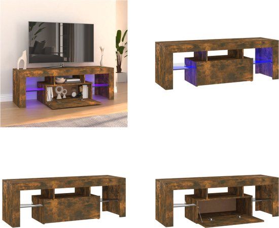 vidaXL Tv-meubel met LED-verlichting 120x35x40 cm gerookt eikenkleurig