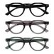 OPULIZE RIO - 3-Pack - Blauwlichtfilter Leesbril - Plat Bovenstuk - Zwart, Groen & Grijs - Heren & Dames - Veerscharnieren - BBB53-167 - +3.50
