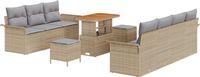 vidaXL Tuinbank Set 6-persoons Beige Polyrattan