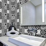 Tegelstickers, zelfklevend, cementtegelstickers, wanddecoratie, tegelstickers voor badkamer en keuken, 15 x 15 cm, 60 stuks