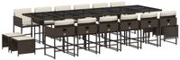 vidaXL Ensemble de jardin 17 pièces avec coussins, marron, polyrotin